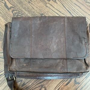 Cole Haan Dark Brown Leather Laptop Messenger Bag